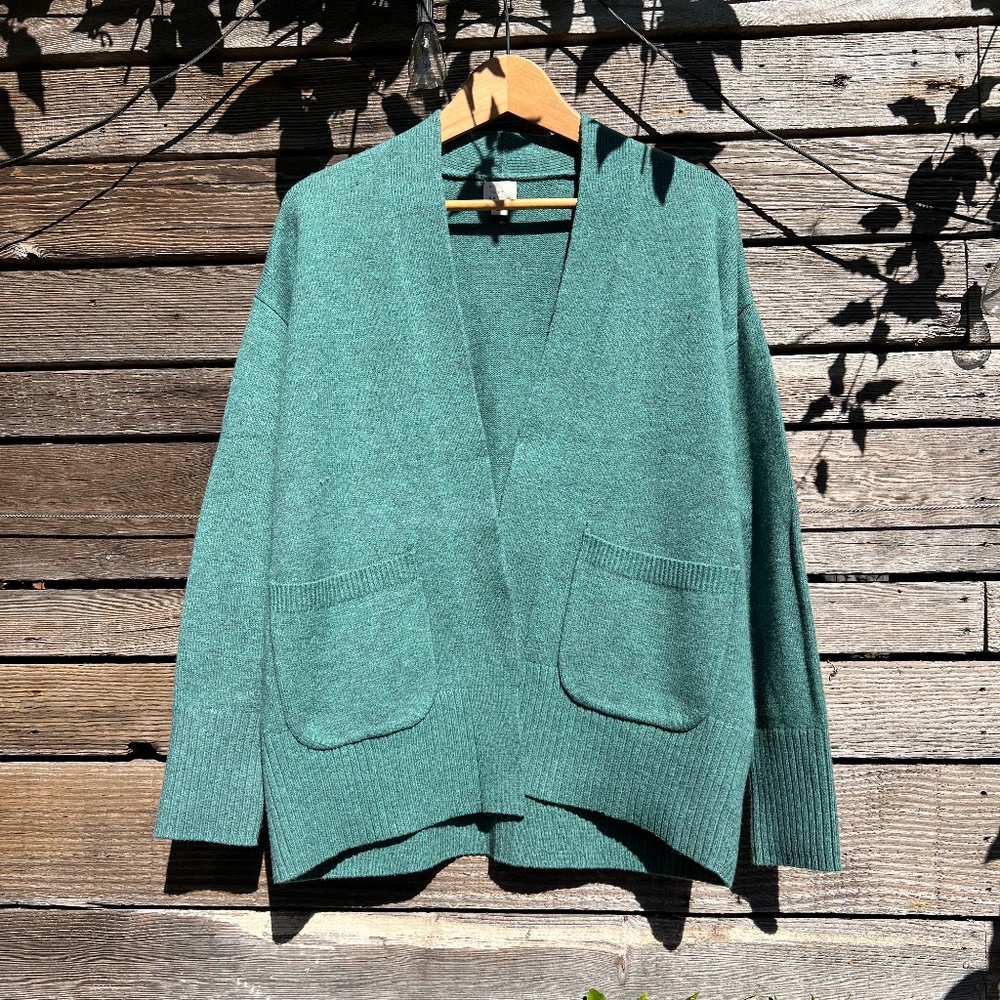 a new day - Teal heathered cardigan w/pockets - Size S